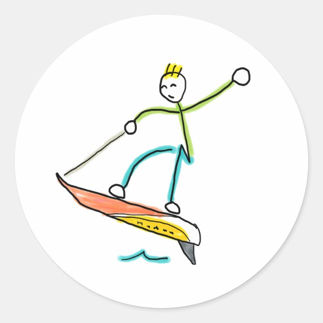 Jetboard Stickman Runt Klistermärke (Framsida)