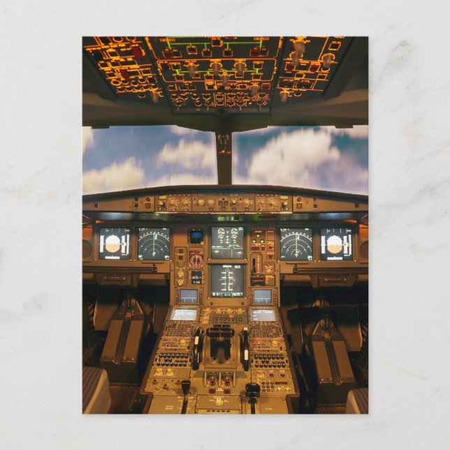Jetflygplans cockpit vykort (Framsida)