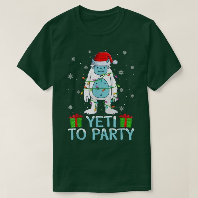 Jeti till Party Julafton Ljus Santa Yeti jul T Shirt (Design framsida)