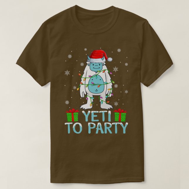 Jeti till Party Julafton Ljus Santa Yeti jul T Shirt (Design framsida)