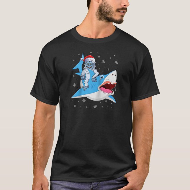 Jeti till Party-Shark Julafton Santa Shark-julklap T Shirt (Framsida)