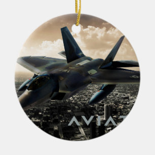 Jetkämpe för rovfågel F-22 Julgransprydnad Keramik