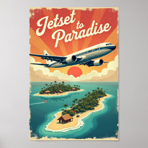 Jetset till Paradiset – Vintage 60-tals Tropisk Fl Poster