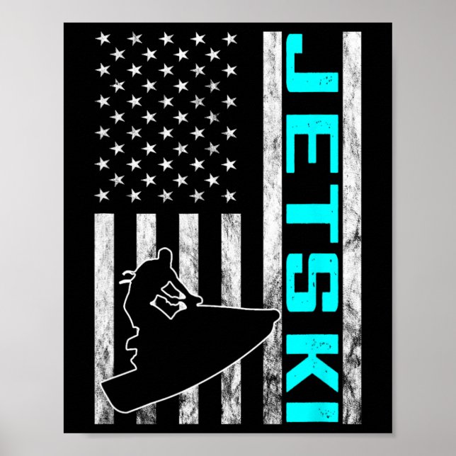 Jetski Jet Ski Jet Skier American Usa Jet Skiing W Poster (Framsidan)