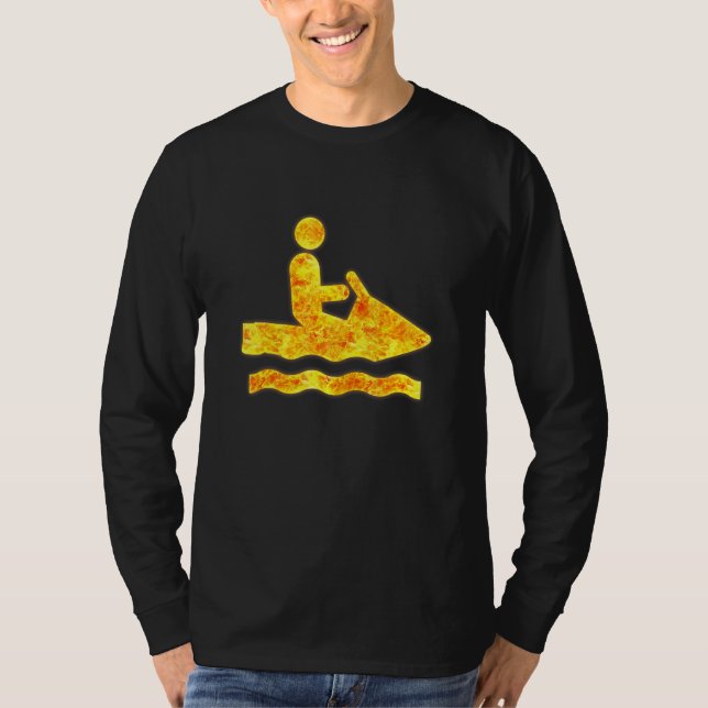 Jetski Jet Ski Surfing Fire Flames Burning T Shirt (Framsida)