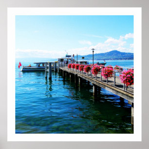 Jetty on Sjö Genève, Schweiz Poster