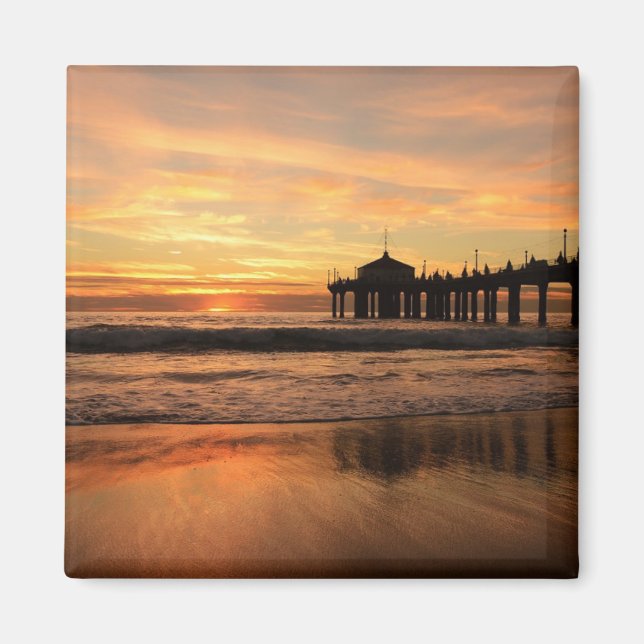 Jetty over Ocean Beach Sunset Magnet (Framsidan)