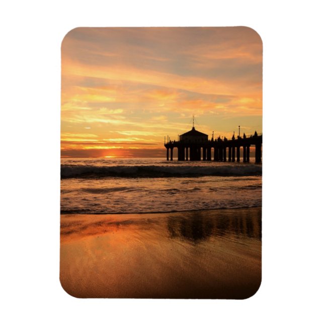 Jetty over Ocean Beach Sunset Magnet (Vertikal)