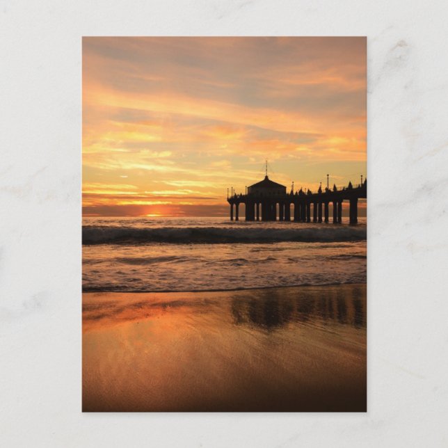 Jetty over Ocean Beach Sunset Vykort (Framsida)