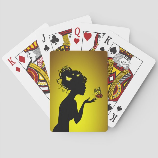 Jeu De Cartes La femme papillons jaunes Casinokort (Baksidan)
