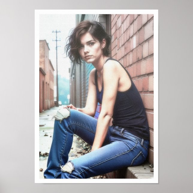 Jeune femme grunge dans les brumes  poster (Framsidan)