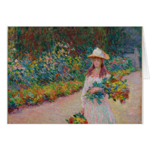 Jeune fille dans le jardin de Giverny, 1888 Hälsningskort