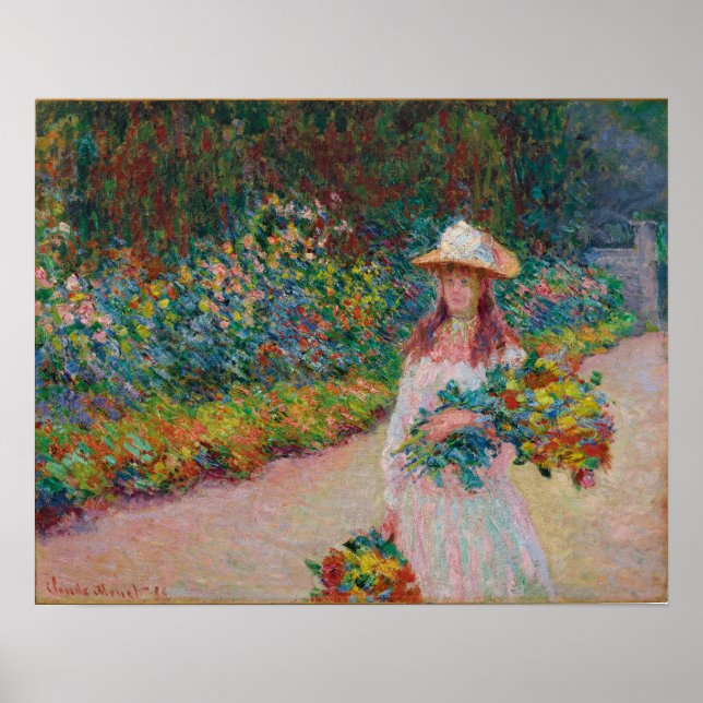 Jeune fille dans le jardin de Giverny, 1888 Poster (Framsidan)