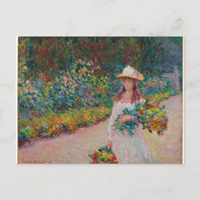 Jeune fille dans le jardin de Giverny, 1888 Vykort (Framsida)