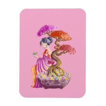 Jeune fille et son arbre japonnais géant.