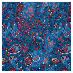 Jeunt traditionell paisley blommigt blue mönster  tyg