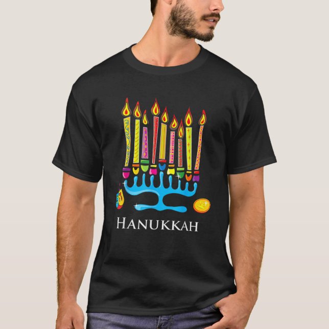 Jew Ish Challah Menorah Hanukkah  2 T Shirt (Framsida)