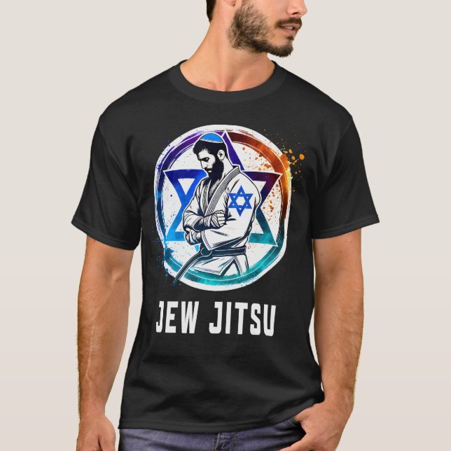 Jew Jitsu Funny Jewish Martial Arts Bjj Brazilian  T Shirt (Framsida)