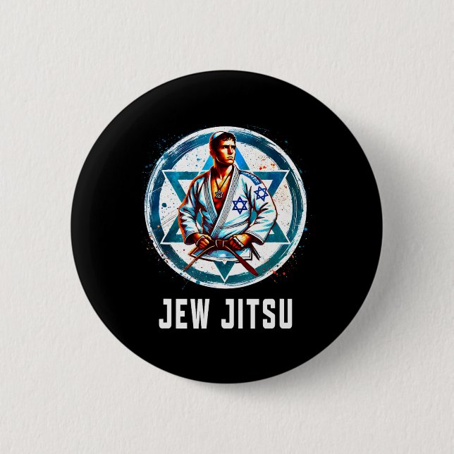 Jew Jitsu Karate Funny Hanukkah Jiu Jitsu Martial Knapp (Framsida)
