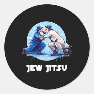 Jew Jitsu Karate Funny Hanukkah Martial Arts Chanu Runt Klistermärke