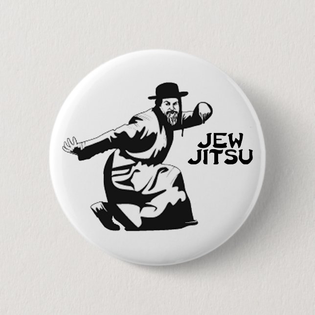 Jew Jitsu Pinback Butto | Judiska Pub Mitzvah-gåvo Knapp (Framsida)