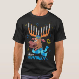 Jewdolph Hanukkah Reindeer Menorah Chanukah T Shirt