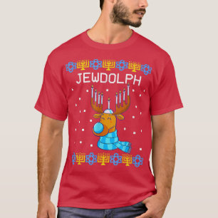 Jewdolph Ugly Hanukkah Sweater Reindeer Menorah Ch T Shirt