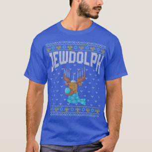 Jewdolph Ugly Hanukkah Sweater Reindeer Menorah Ch T Shirt