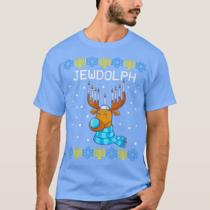 Jewdolph Ugly Hanukkah Sweater Reindeer Menorah Ch T Shirt