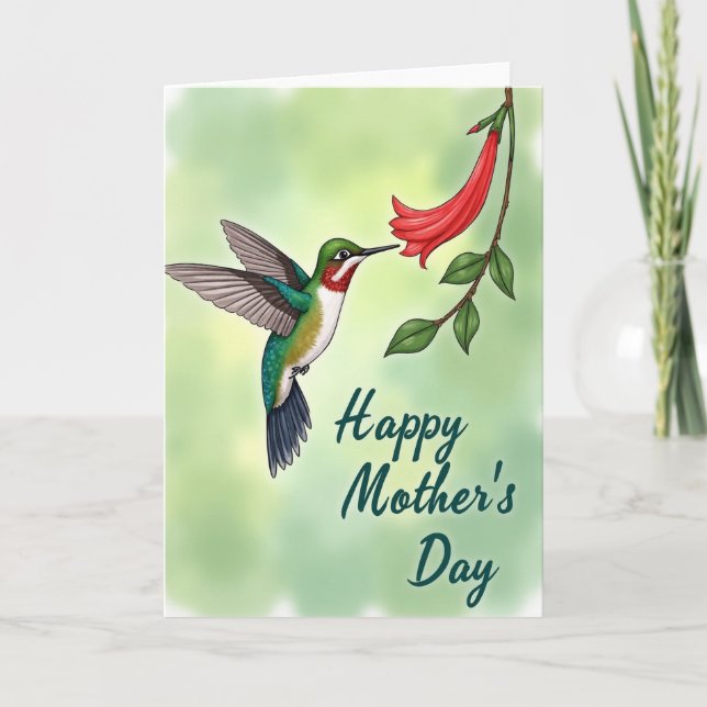 Jewel Bird Blommig Morsdags kort (Framsida)