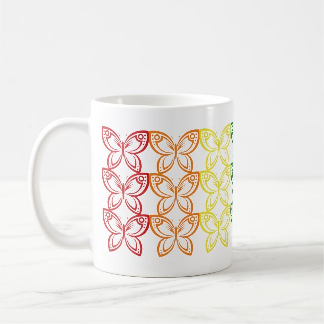 Jewel Butterflies Outline Coffee Mugg (Vänster)