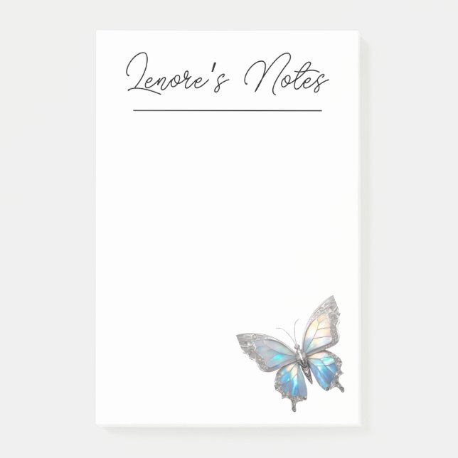 Jewel Butterfly Opal och Silver Post-it Block (Framsida)