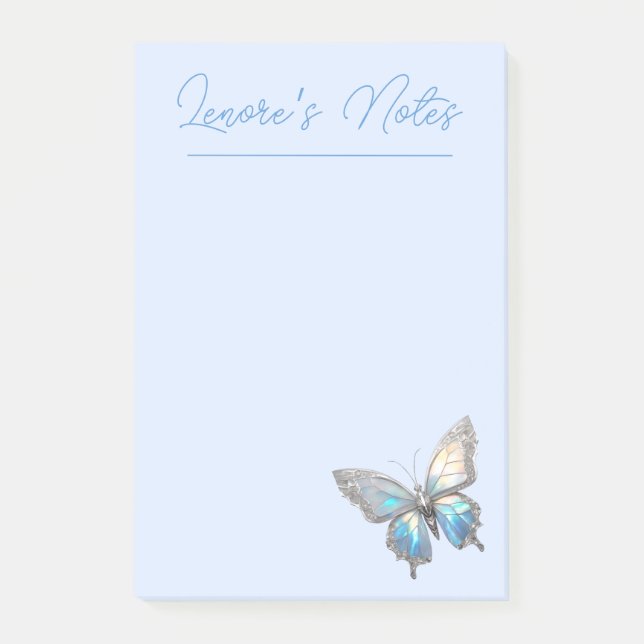 Jewel Butterfly Opal och Silver Post-it Block (Framsida)