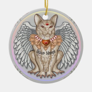 Jewel Cat Gargoyle Julgransprydnad Keramik