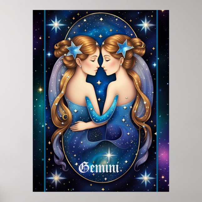 Jewel Galaxy Zodiac Gemini Poster (Framsidan)