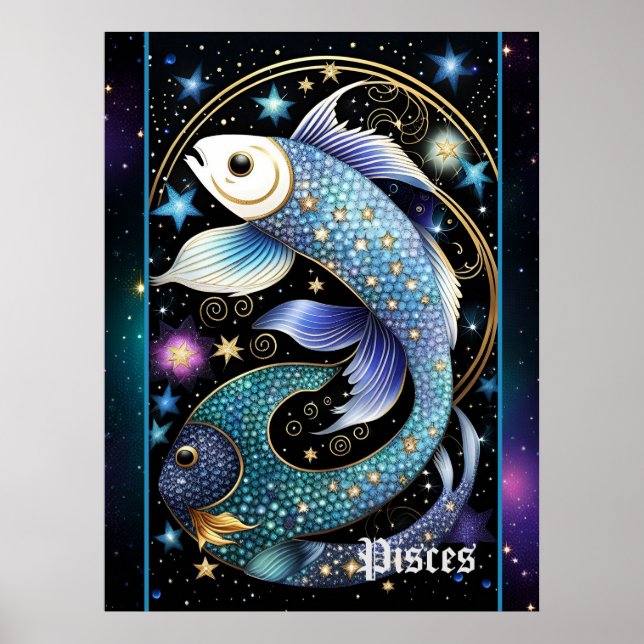 Jewel Galaxy Zodiac Pisces Poster (Framsidan)