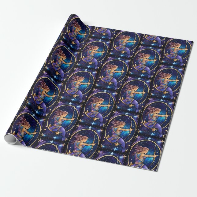 Jewel Galaxy Zodiac Sagittarius Presentpapper (Utrullad)