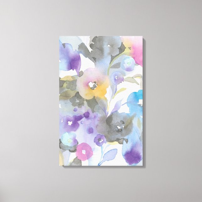 Jewel Garden | Lila Pastel Petals Canvastryck (Framsida)