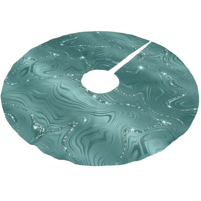 Jewel Grönt Emerald Glittery Glitzy Julgransmatta Borstad Polyester (Vinklad)