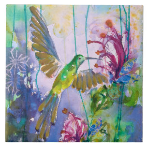 Jewel Hummingbird Ceramic Kitchen Tile Kakelplatta
