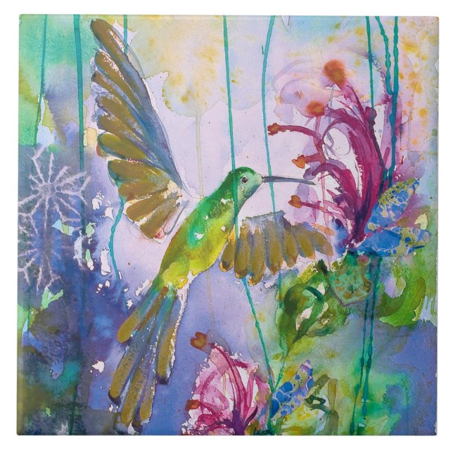 Jewel Hummingbird Ceramic Kitchen Tile Kakelplatta (Framsidan)