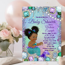 Jewel Mermaid Afro Hair Baby Shower