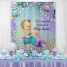 Jewel Mermaid Baby Shower Bakgrunds Banner