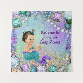 Jewel Mermaid Baby Shower Bakgrundsband Banner