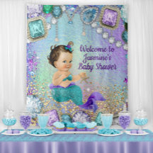Jewel Mermaid Baby Shower-banderoll