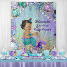 Jewel Mermaid Baby Shower Banner Bakgrund