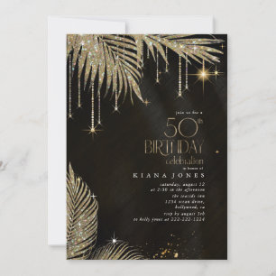 Jewel Palm Leaf 50-årsdag Guld ID1170 Inbjudningar