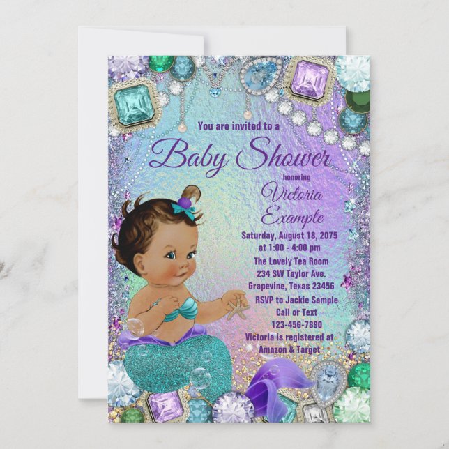 Jewel Sjöjungfru Ethnic Sjöjungfru Baby Shower Inbjudningar (Framsida)