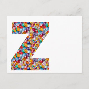 Jewel Stone Studed Alpha ZZZ z ZZ Birthday Gifts Vykort