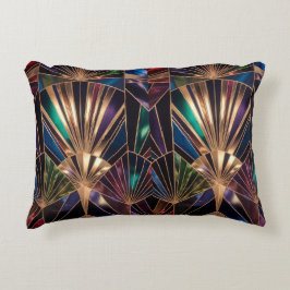Jewel Tone Art Deco Multicolor Geometric Sunburst Prydnadskudde